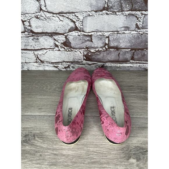 Osvaldo Pericoli Pink Leather Spots VTG Designer Ballet Flats Women 7M US/37.5EU - Picture 5 of 16
